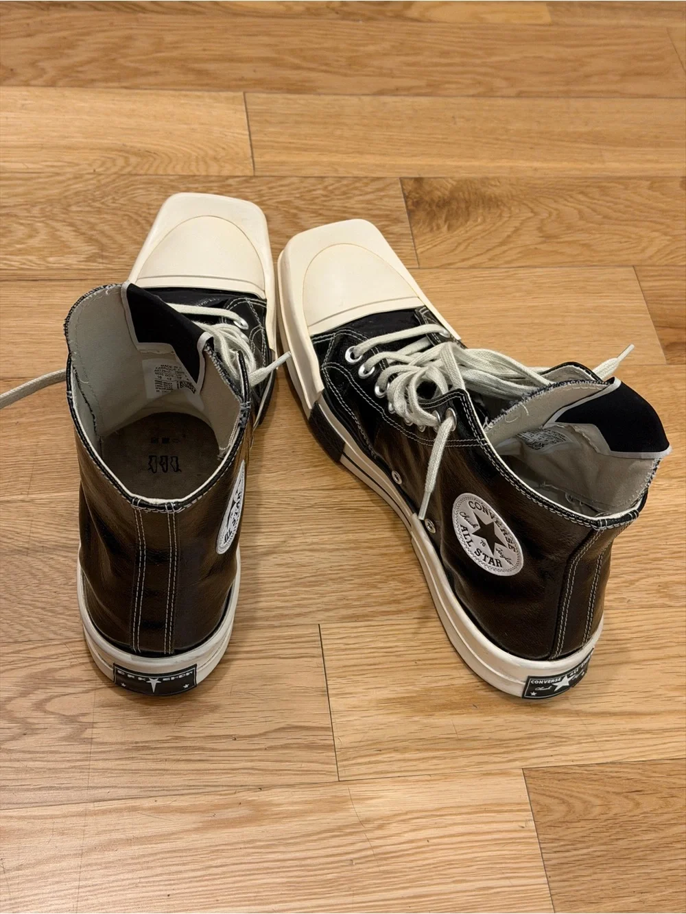 Converse x Rick Owens DRKSHDW Turbodrk Chuck 70 Black Lacquer high-top sneakers - Picture 4 of 8